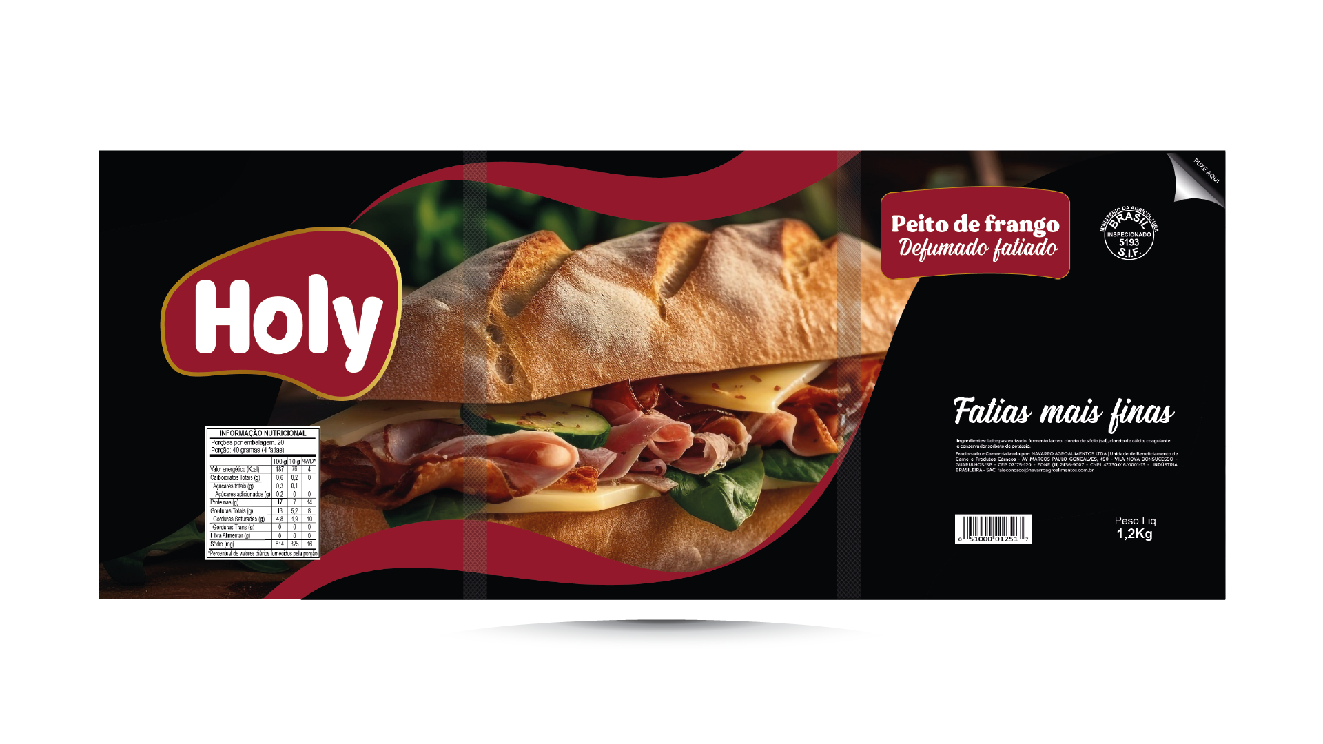 Peito de Frango Defumado Fatiado 1,2Kg